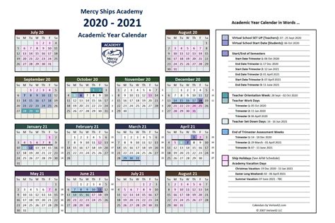 Mercy Academy Calendar